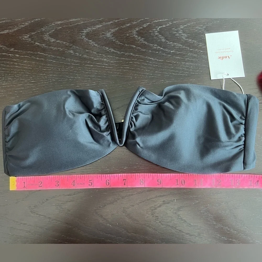 Andie Swim Black Bandeau Padded Scala bikini top NWT